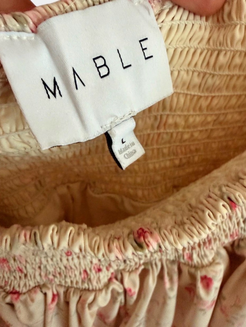 MABLE Cream Dress with Pink Floral Print - Picture 5 of 6